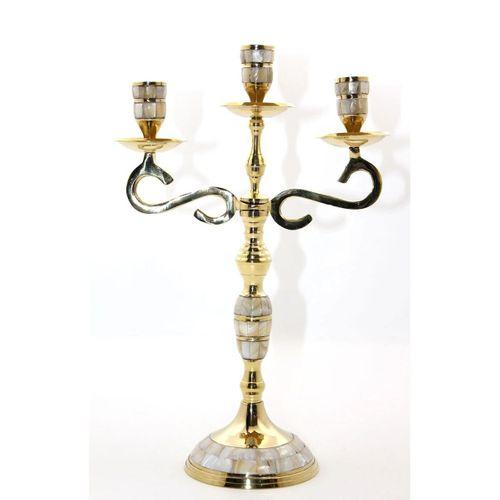 Pirinç Sedefli 3'lü Şamdan