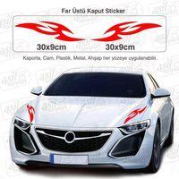 2 Adet Kaput Far Üstü Alev Efekt Kırmızı Oto Sticker Araba, Etiket, Çıkartma, Modifiye, Tuning