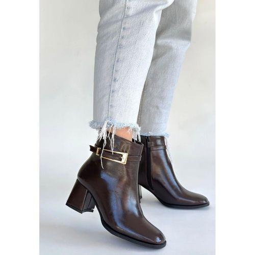 Rivav Acı Kahve Rugan Topuklu Bot