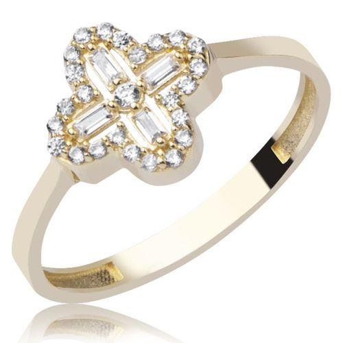 14 Ayar Altın Yonca Taşlı Yüzük HSM10069