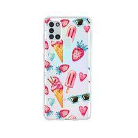 Samsung A21S Summer Çilek Desenli Premium Şeffaf Silikon Kılıf