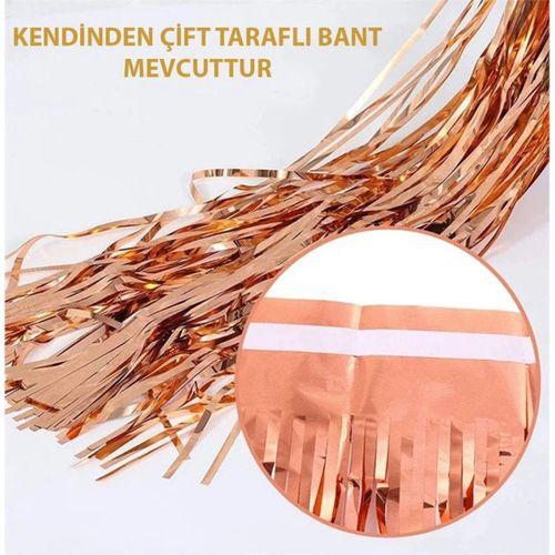 Eğitici Oyuncak Rose Gold Püsküllü Kapı Perdesi - Parti, Bekarlığa Veda, Doğum Günü 1x2 m