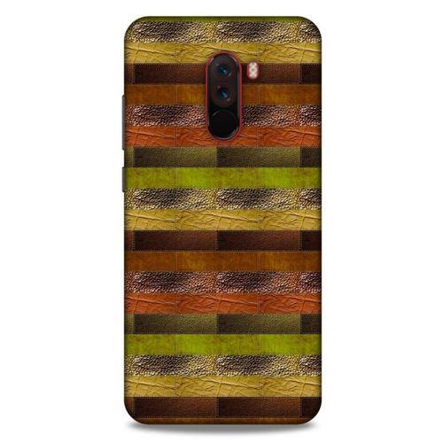 Xiaomi Pocophone F1 Kılıf Patchwork (48) Bumper Kılıf Kahve Yeşil