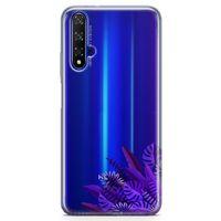 Honor View 20 Kılıf Mor Yapraklar Arka Kapak Koruma Desenli Full Koruyucu