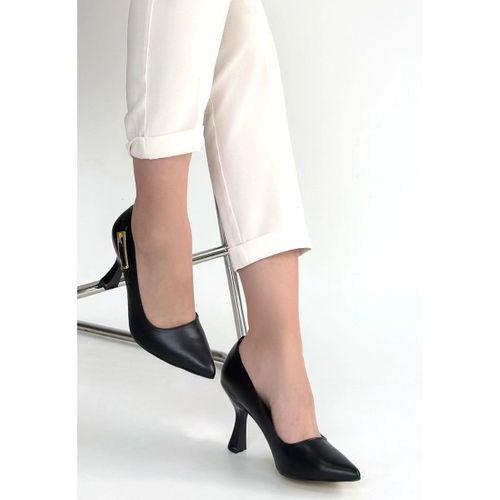 Cerin Siyah Cilt Topuklu Ayakkabı