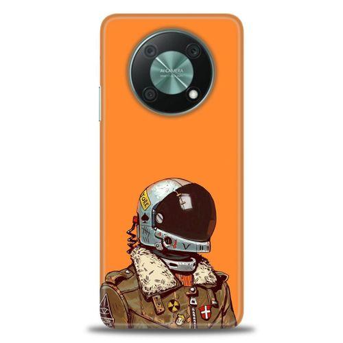 Huawei Nova Y90 Kılıf HD Baskılı Kılıf - Turuncu Astronot + Tam Ekran Koruyucu