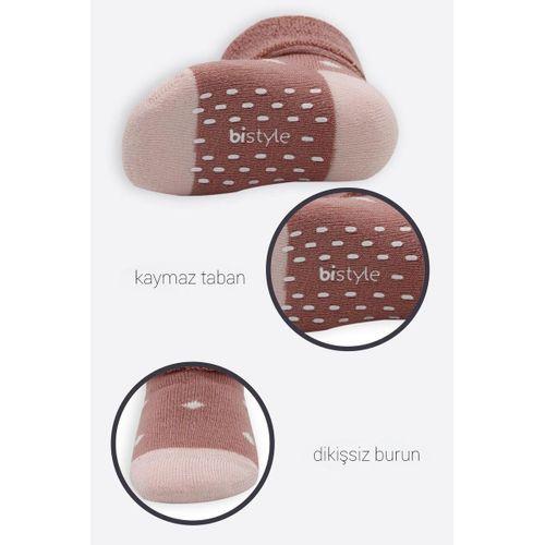 Bistyle Puanlı Kaymaz Havlu Soket Çorap 2'Li BS10502 Pudra Pembe
