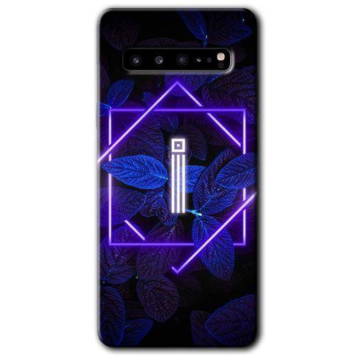 Galaxy S10 Plus Kılıf HD Desen Baskılı Arka Kapak - Dark Neon Yaprak İ Harfi