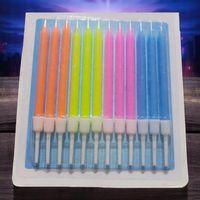 YÜKSEK KALİTE 12 ADET NEON RENKLİ MUM 10 CM RENKLİ PASTA MUMU NEON RENKLER DOĞUM GÜNÜ MUMU DEKOR MUM