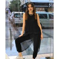 Kadın Şifon Detaylı Lastikli Şalvar Pantolon