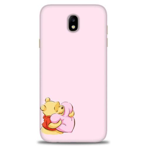 Samsung Galaxy J7 Pro / J730 Kılıf HD Baskılı Kılıf - Winnie the Pooh Kalpli + Tam Ekran Koruyucu