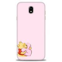 Samsung Galaxy J7 Pro / J730 Kılıf HD Baskılı Kılıf - Winnie the Pooh Kalpli + Tam Ekran Koruyucu