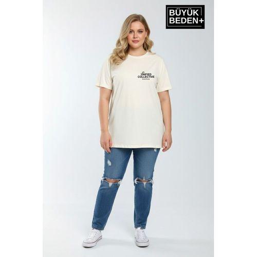 Süperlife Kadın Büyük Beden Brooklyn 1970 Baskılı 3xl-6xl Bisiklet Yaka Tshırt SPR25BTSK510-3