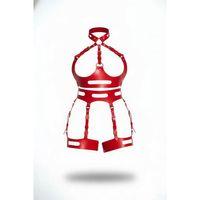 Kırmızı Jartiyer Harness Deri Ayarlanabilir Tokalı Vücut Kemerleri - Brf1302