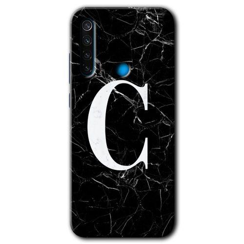 Xiaomi Redmi Note 8T Kılıf HD Desen Baskılı Arka Kapak + Temperli Cam - Siyah Mermer Desenli Ç Harfi