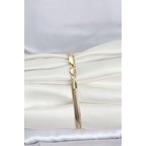 CM 14K Gold Renk Yassı Zincir Yılan Model Kadın Bileklik