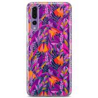 Huawei P20 Pro Kılıf Pembe Turuncu Yaz Otları Arka Kapak Koruma Desenli Full Koruyucu