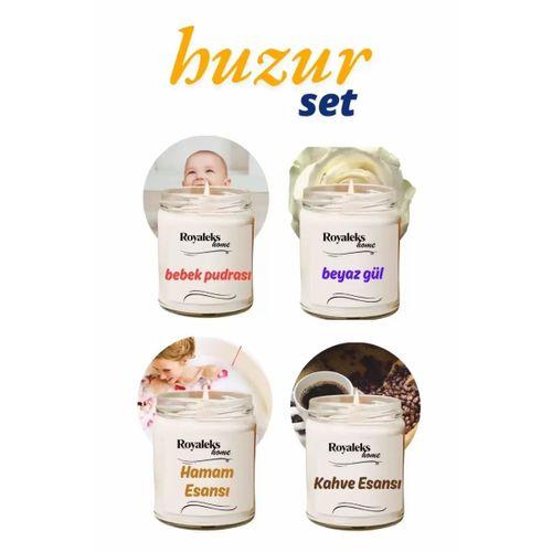 4 Adet Doğal Özel Seri Kokulu Dekoratif Kavanoz Mum 4X210 cc - Huzur Seti - RYL