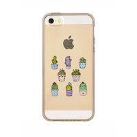 iPhone 5 Sevimli Kaktüsler Şeffaf Telefon Kılıfı