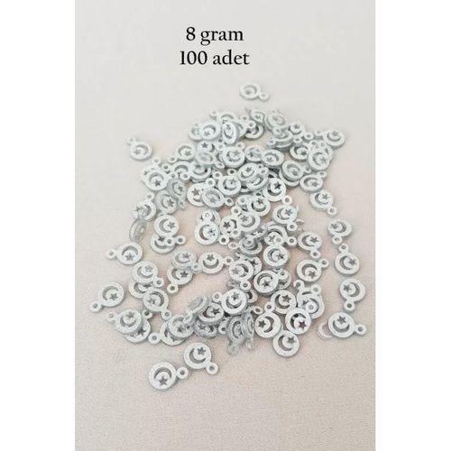 Oya Abiye Bileklik Kolye Pleksi Metalik Plastik Pul Gümüş Renk 8 gram 100 adet - BNC516