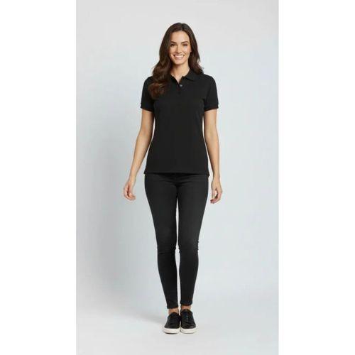 Pike Kumaş Düğmeli Yaka Regular Rahat Günlük Kısa Kol Tişört T-shirt - Siyah