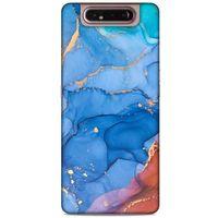 Samsung Galaxy A80 Uyumlu Kılıf Mavi Delisi (10) Full Koruma Kılıfı Mermer