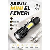El Feneri Led Usb Şarjlı Zoom Mini Led Işık Acil Durum Feneri