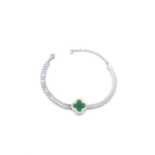 Taşlı VC Yonca Bileklik - Yeşil