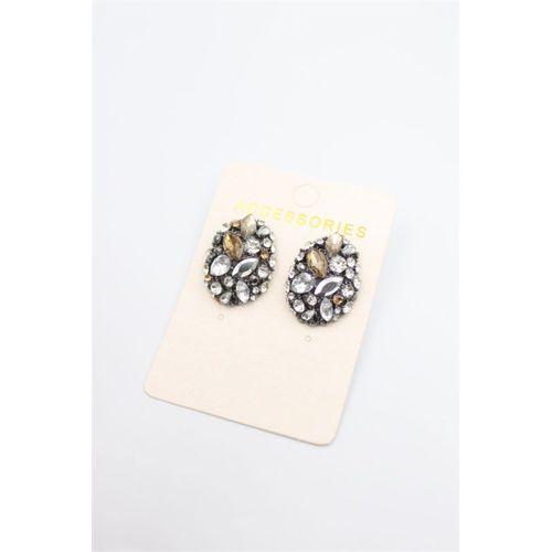 Taşlı Küpe - Siyah