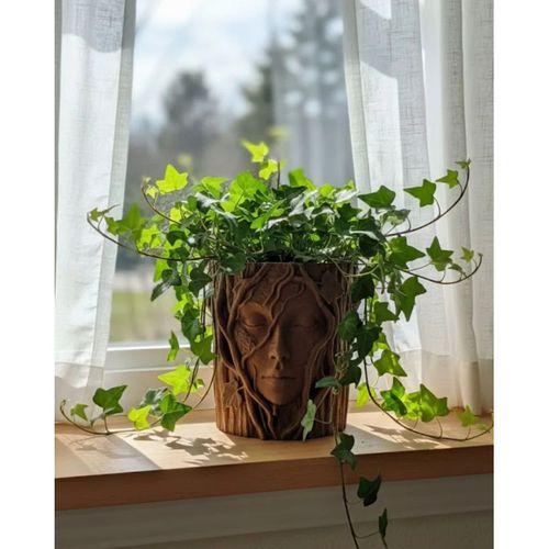 3d Sanatsal Ağaç Yüzlü Dekoratif Vazo Doğa Temalı Özel Tasarım Saksı