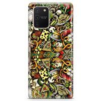 Samsung Galaxy A91 Kılıf İtalyan Yemekleri Doodle Arka Kapak Koruma Desenli Full Koruyucu