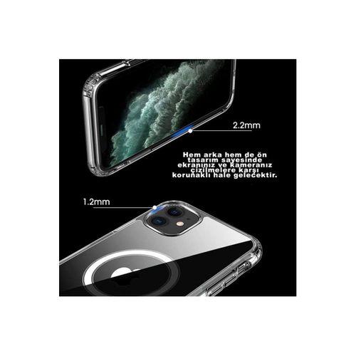 Iphone 12 Pro Max Kılıf Kamera Lens Korumalı Magsafe Destekli Şeffaf Darbe Emici Sert Kapak