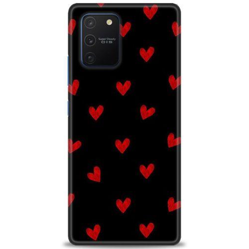 Samsung Galaxy A91 / S10 Lite Kılıf HD Baskılı Kılıf - Kırmızı Kalpler + Tam Ekran Koruyucu