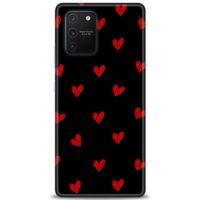 Samsung Galaxy A91 / S10 Lite Kılıf HD Baskılı Kılıf - Kırmızı Kalpler + Tam Ekran Koruyucu