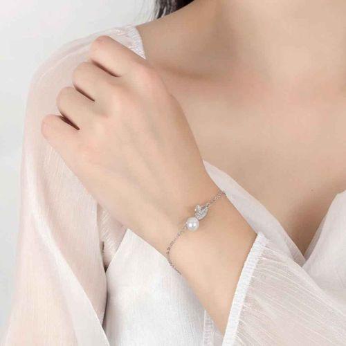 Modasteps 925 Ayar Yüksek Kalite Zirkon Çiçek İnci Bileklik