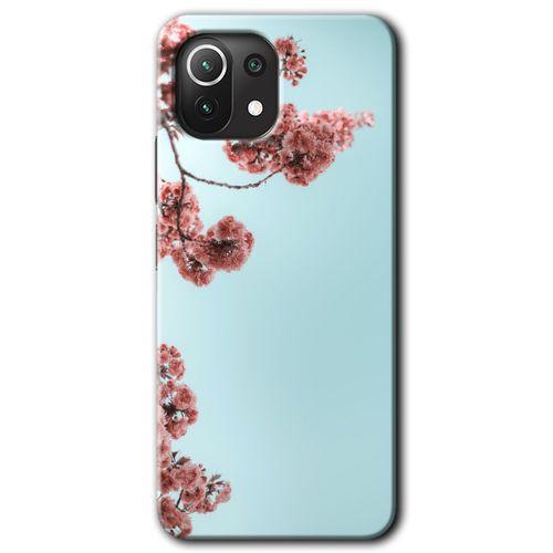 BeRa Aksesuar  Xiaomi Mi 11 Lite Kılıf Baskılı Kapak - Japon Çiçeği +Tam Kaplayan Mat Seramik