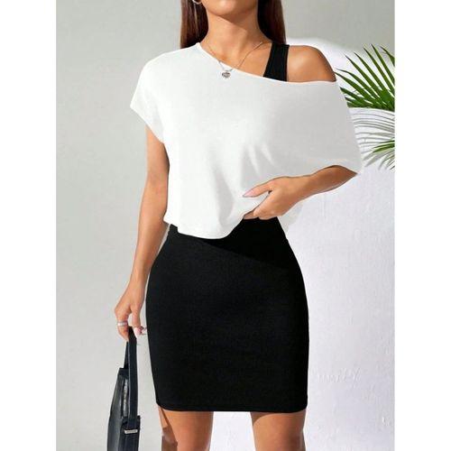 Kadın Askılı Yuvarlak Yaka Kısa Kaşkorse Elbise Ve Viskon Bluz Ikili Takım