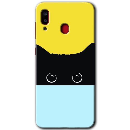 Potkal Hediye Fabrikası Samsung Galaxy A20 HD Baskılı Kılıf + 9D Tam Ekran Koruyucu - Kara-Kedi