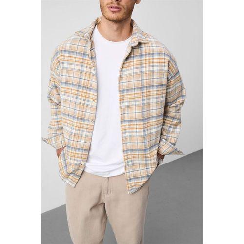 Jasper Relaxed Fit Pamuklu İnce Çizgili Oduncu Erkek Gömlek - Hardal