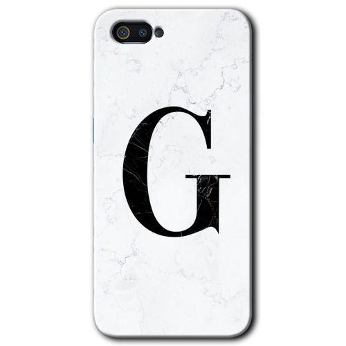 Realme C2 Kılıf HD Desen Baskılı Arka Kapak - Beyaz Mermer Desenli G Harfi