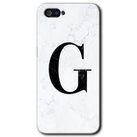 Realme C2 Kılıf HD Desen Baskılı Arka Kapak - Beyaz Mermer Desenli G Harfi