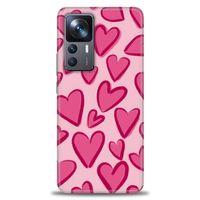 Xiaomi Mi 12T Kılıf HD Baskılı Kılıf - Pembe Kalp + Tam Ekran Koruyucu