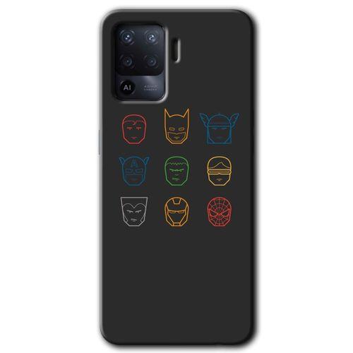 MRCİLETİSİM Oppo Reno 5 Lite Kılıf Kapak - Avengers Minimalism +Hayalet Ekran Yandan Gözükmez