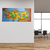 Renkli Türkiye Haritası Manyetik Yapıştırıcı Gerektirmeyen Duvar Stickerı 118 CM * 56 CM