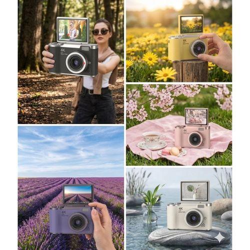 4k Dijital Retro Video Kamera 48mp 18x Zoom Flaşlı (32gb) Kart Dijital Vlog Fotoğraf  Makinesi Türkçe