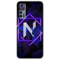 TCL 30 Plus Kılıf HD Desen Baskılı Arka Kapak - Dark Neon Yaprak N Harfi
