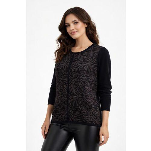 Kadın Zebra Desen Triko Kazak BGL-ST05286