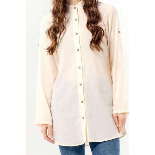 Kadın Şile Bezi Hakim Yaka Yazlık Tunik Krem Krm