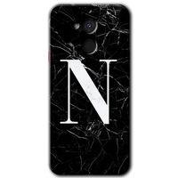MRCİLETİSİM General Mobile GM 8 Kılıf HD Desen Baskılı Arka Kapak + Temperli Cam - Siyah Mermer Desenli N Harfi