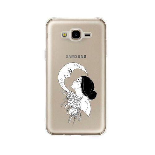 Samsung J7 Moon & Women Tasarımlı Premium Şeffaf Silikon Kılıf